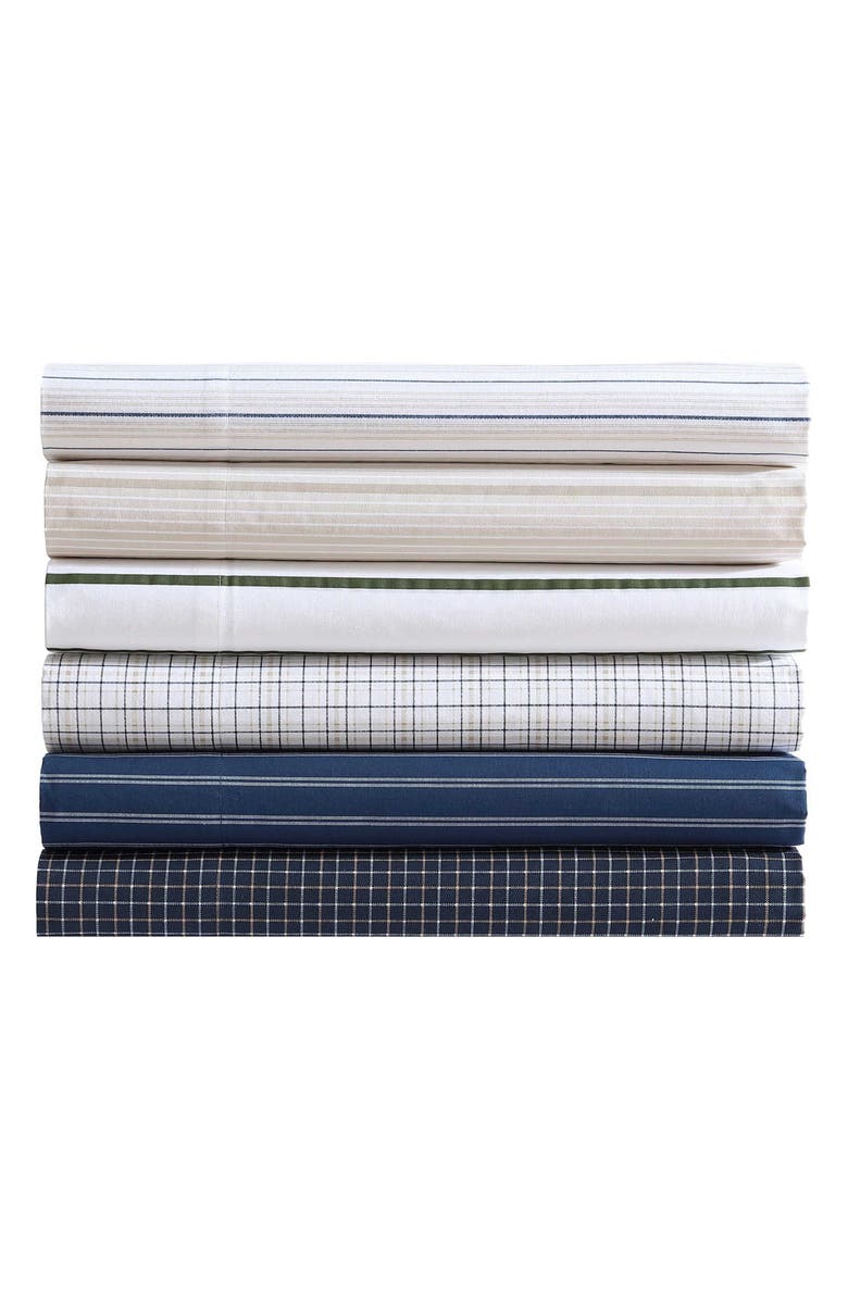 Nautica Merrick Stripe 200 Thread Count Cotton Percale Sheet Set, Alternate, color, Beige/ Sea Wheat