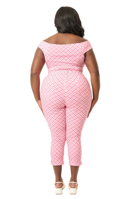 Unique Vintage Plus Size Rachelle Capri Pants In Pink Gingham