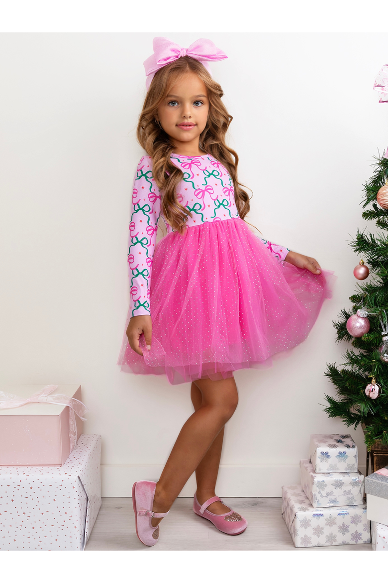 Bows & Glitter Tutu Dress, Alternate, color, Pink