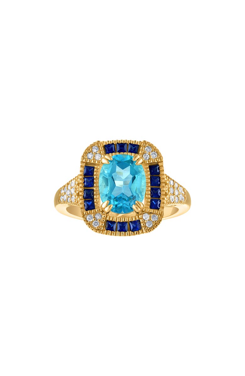 FZN 14K Gold Plated Silver Blue Topaz & Diamond Ring, Main, color,