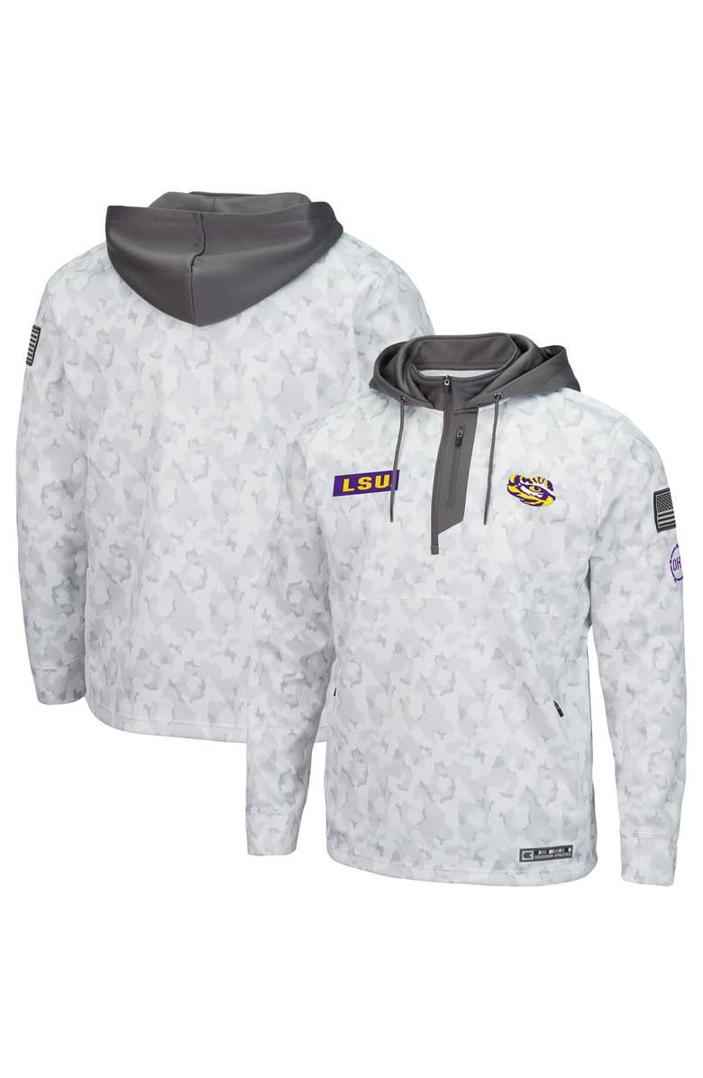 COLOSSEUM Men's Colosseum Arctic Camo LSU Tigers OHT Military Appreciation Quarter-Zip Hoodie, Main, color, Arctic Camo