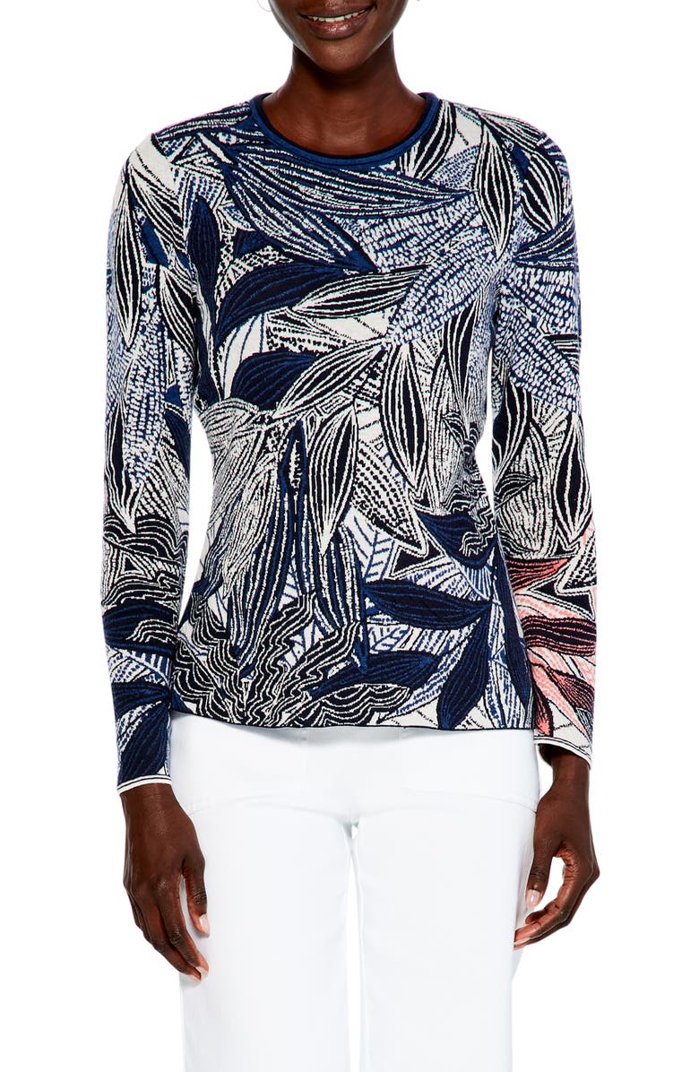 NIC+ZOE Layered Leaves Sweater, Main, color, 