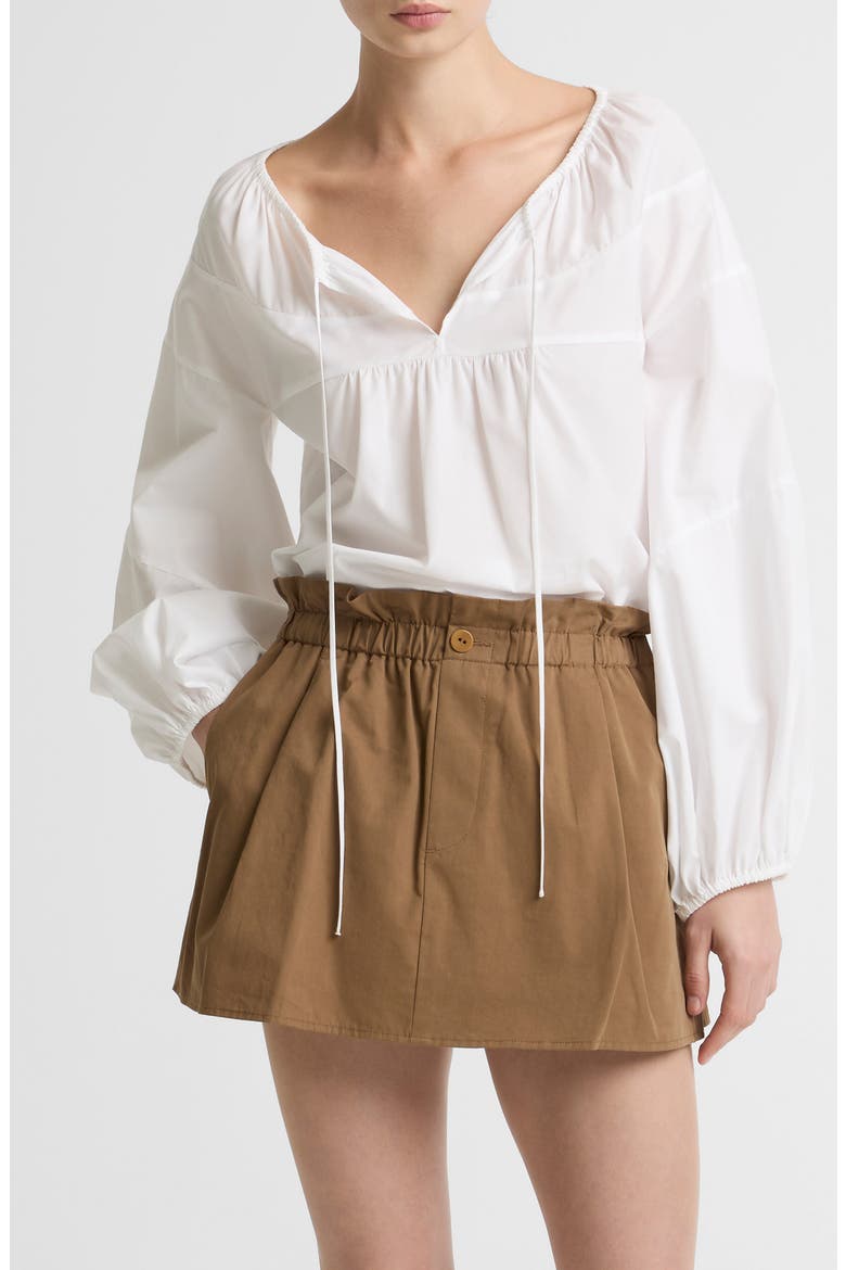 Tie Neck Poplin Top, Main, color, OPTIC WHITE