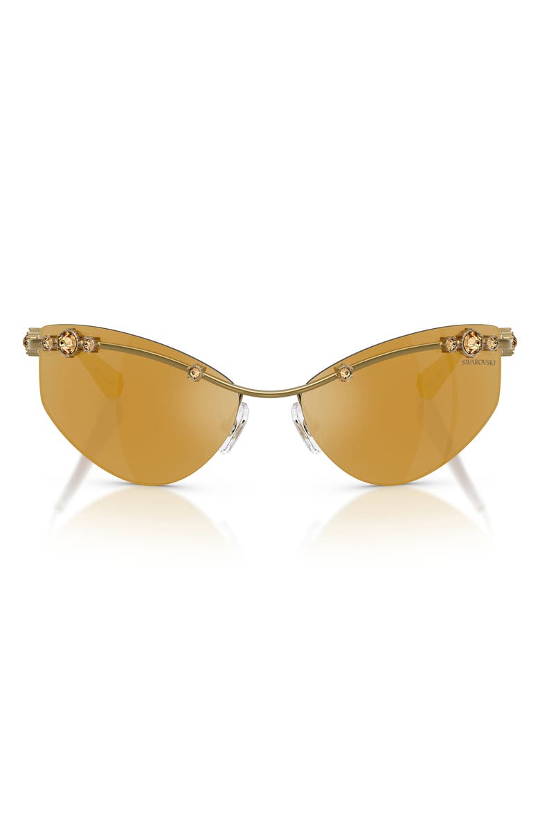 Swarovski 61mm Irregular Sunglasses, Main, color, Gold / Brown Mirror Gold