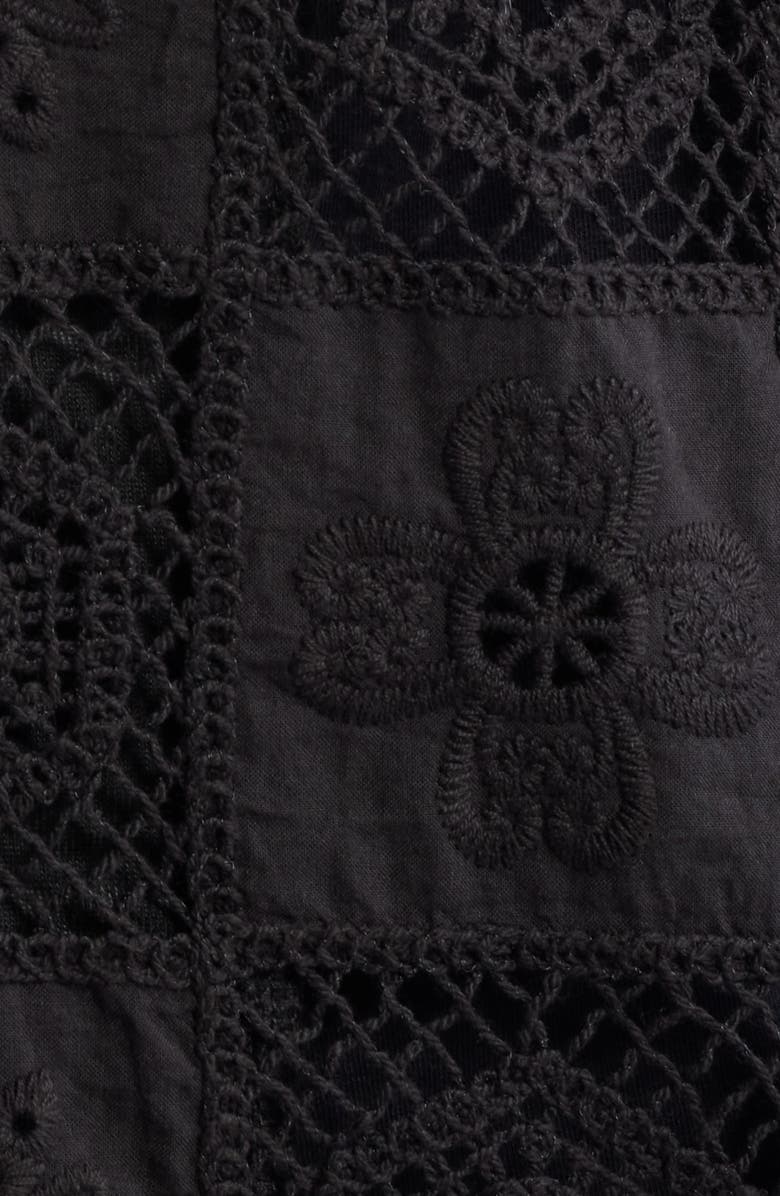 HONOR THE GIFT Crochet Lace Patchwork Jacket, Alternate, color, Black