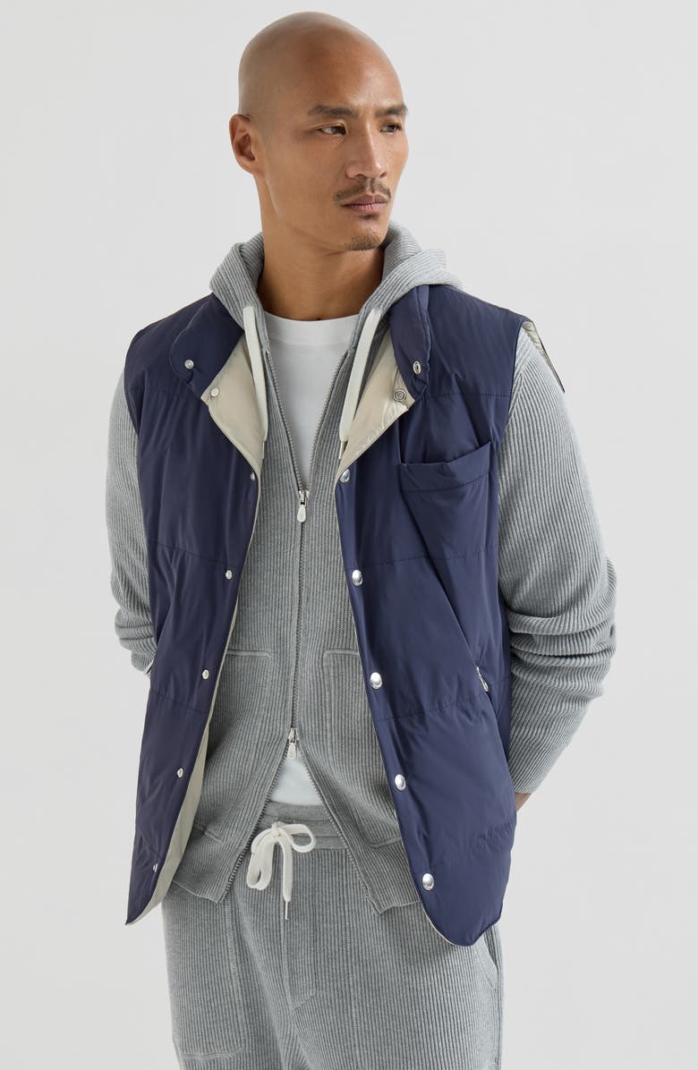 Brunello Cucinelli Nylon down vest, Alternate, color, Blue