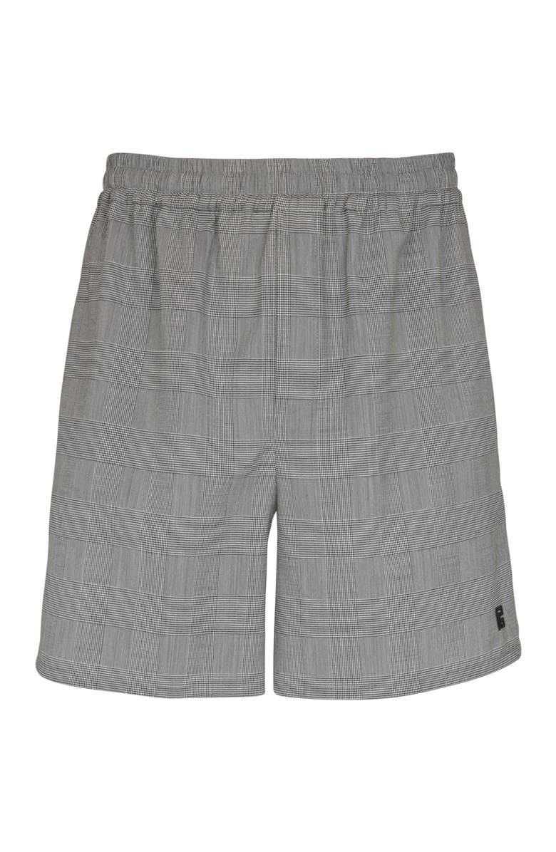 Balmain Relaxed shorts in Prince of Wales satin, Main, color, Black