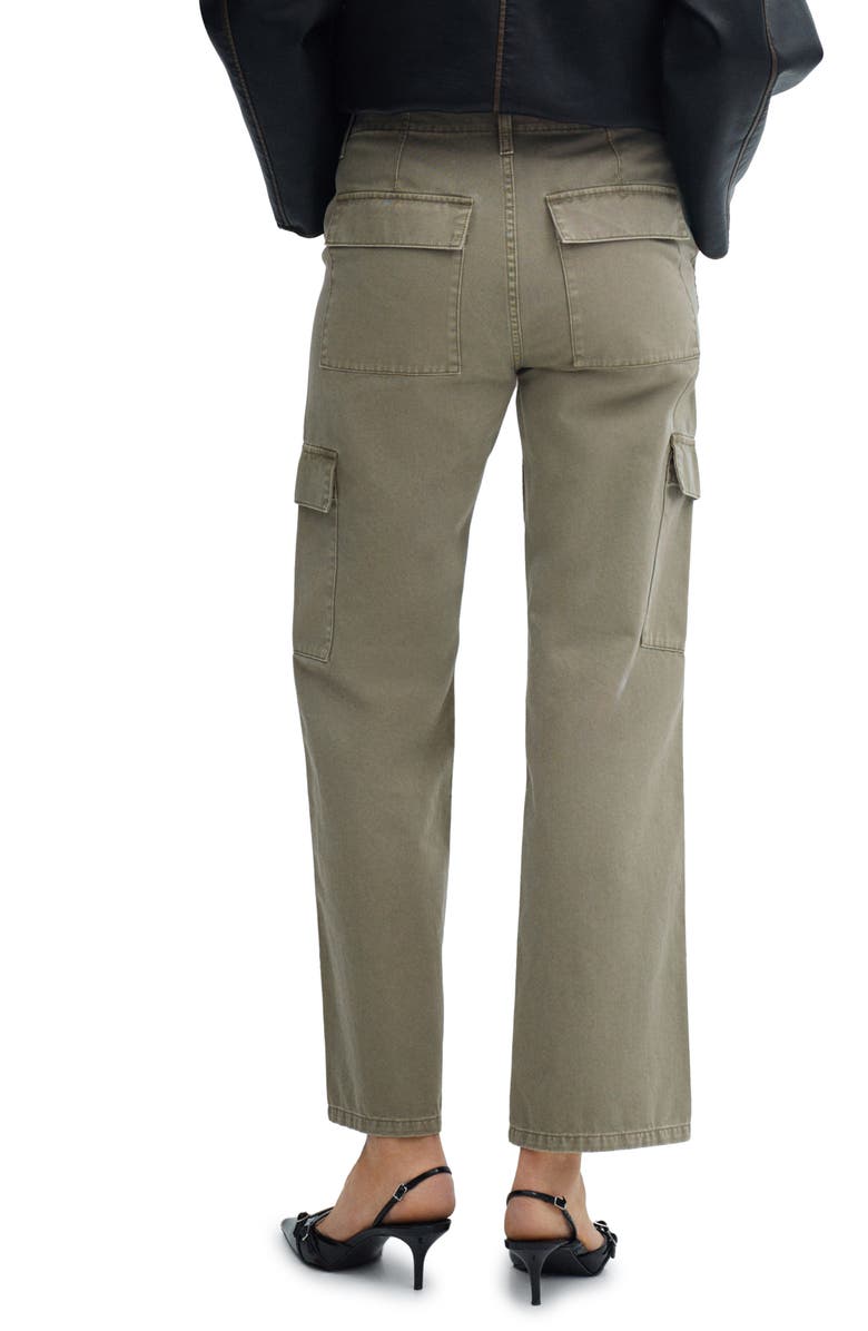 MANGO Straight Leg Cargo Jeans, Alternate, color, Khaki Green