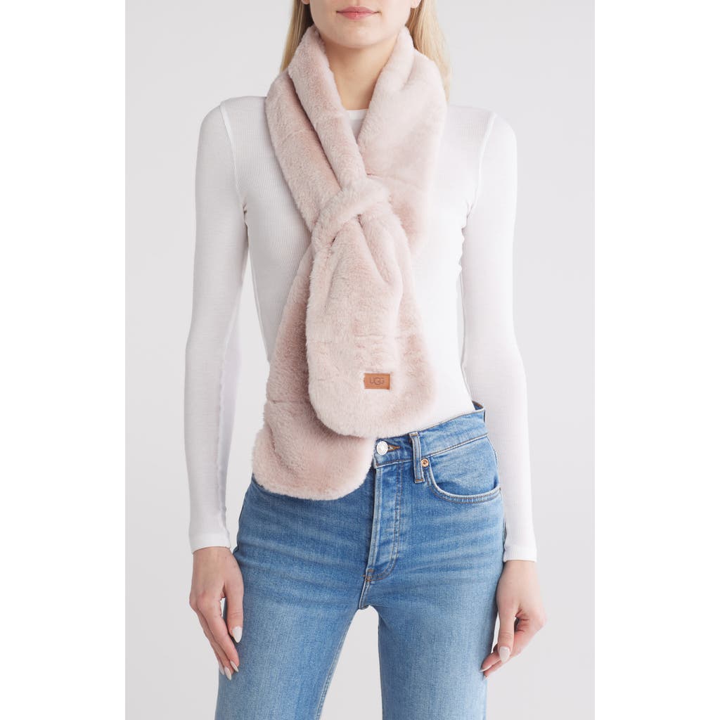 Ugg ® Leopard Print Faux Fur Scarf In Pink Crystal