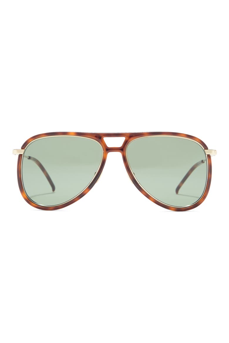 56mm Aviator Sunglasses, Main, color, HAVANA GOLD GREEN