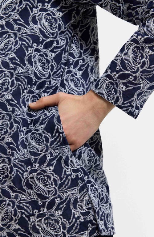 Foxcroft Carolina Floral Embroidered Cotton Button-up Shirt