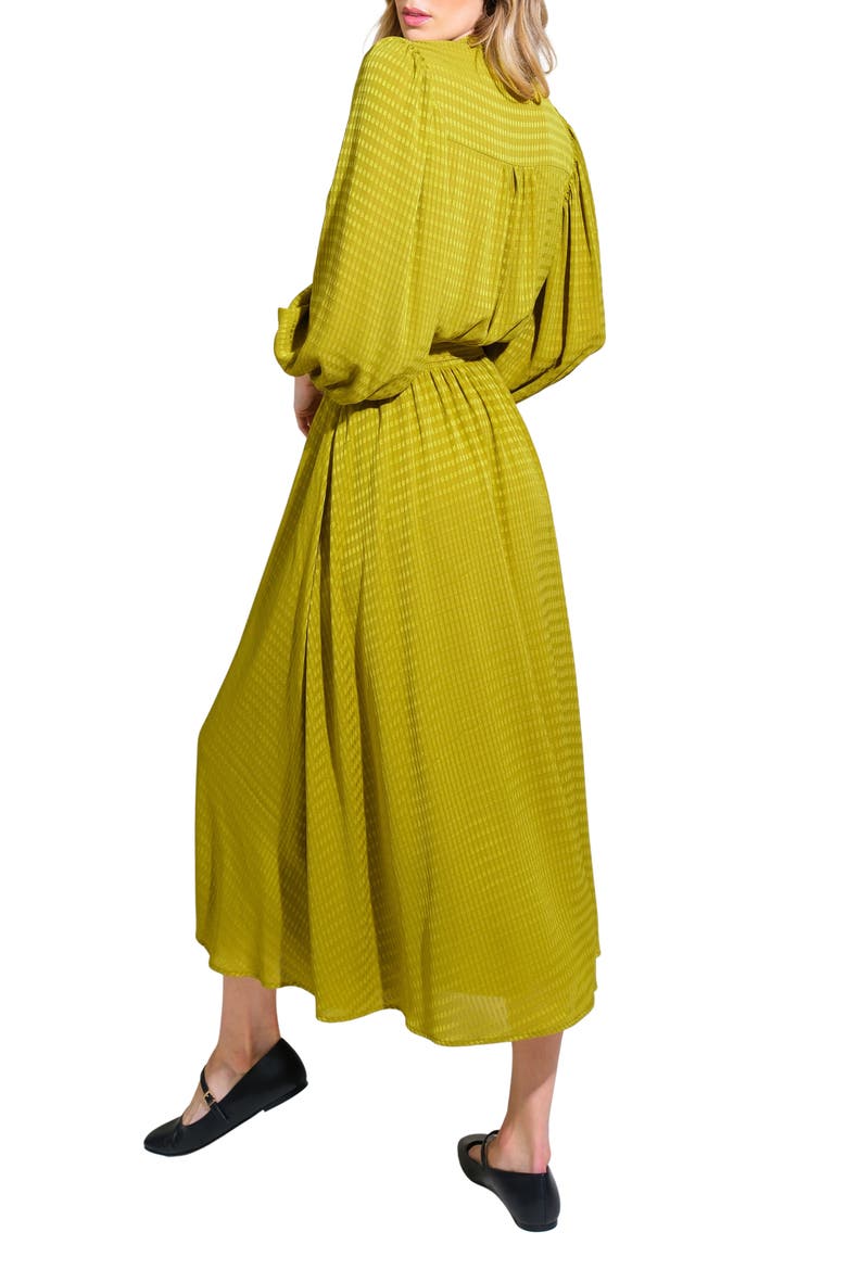 Satin Long Sleeve Midi Dress, Alternate, color, DIJON