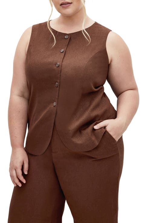 Vivien Linen Blend Vest (Plus)