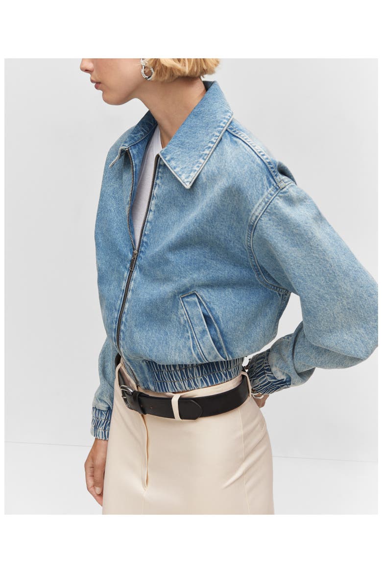 Crop Denim Bomber Jacket, Alternate, color, MEDIUM VINTAGE BLUE