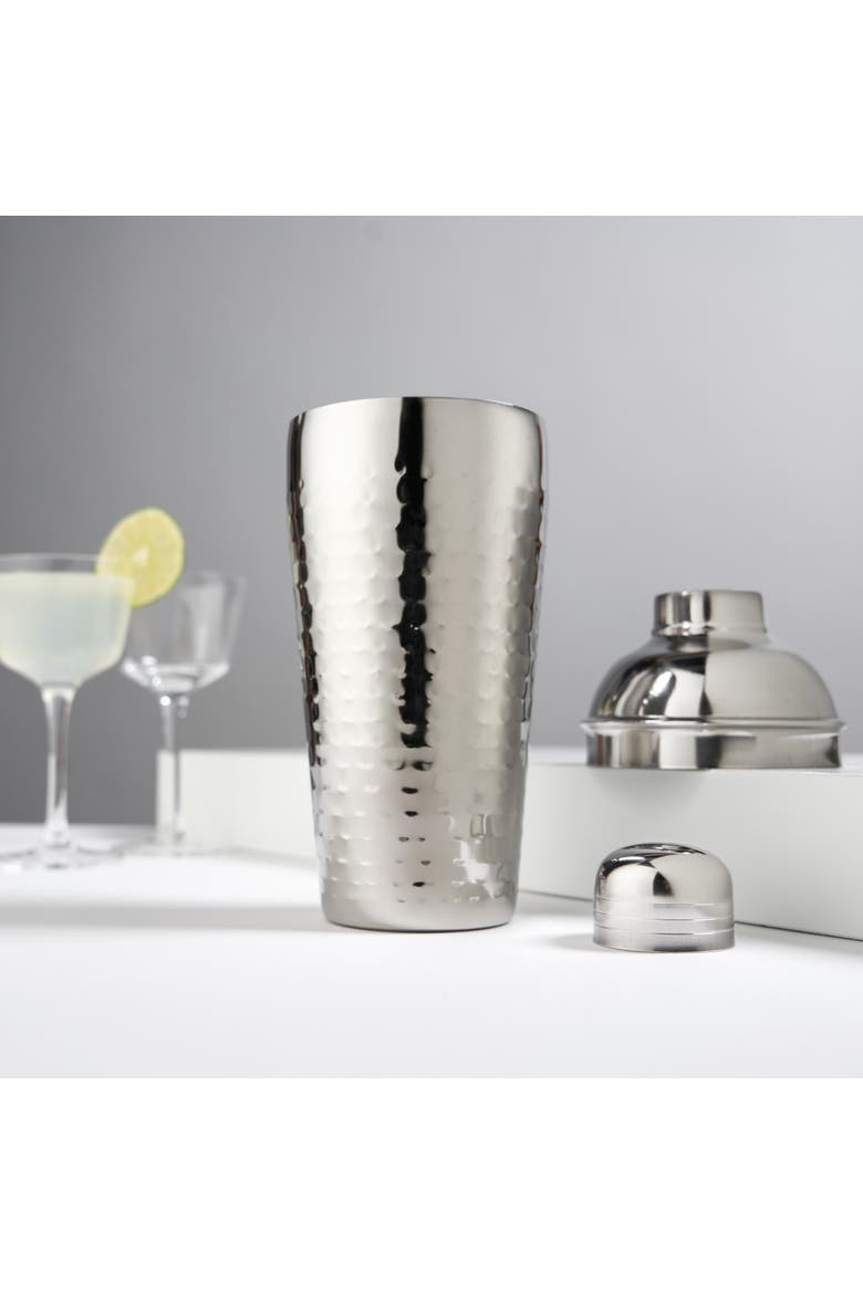 Irving Hammered Cocktail Shaker in Stainless Steel, Alternate, color, Silver