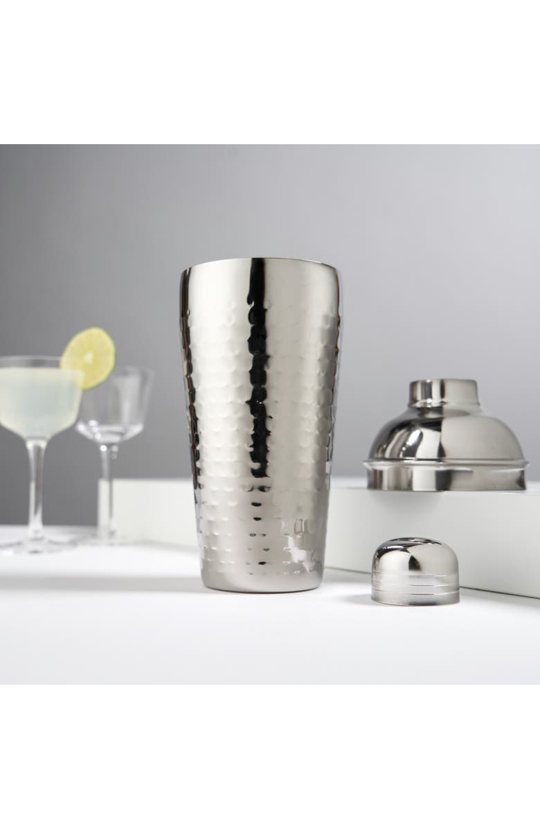 Viski Irving Hammered Cocktail Shaker in Stainless Steel, Alternate, color, Silver