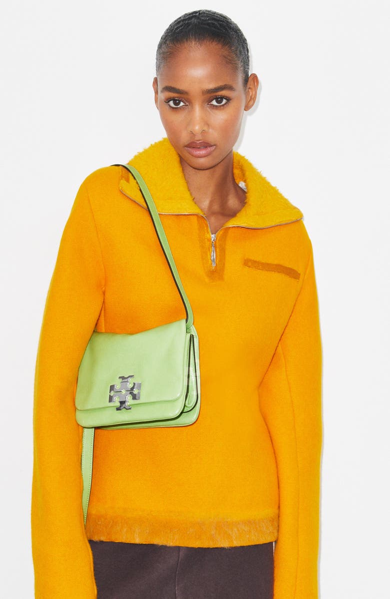 Tory Burch Kira Soft Leather Shoulder Bag, Alternate, color, Celery Juice