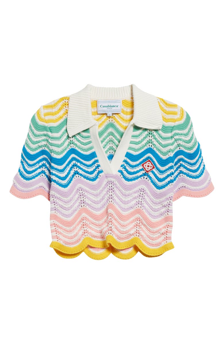 Casablanca Gradient Wave Pointelle Organic Cotton Crop Sweater, Alternate, color, 