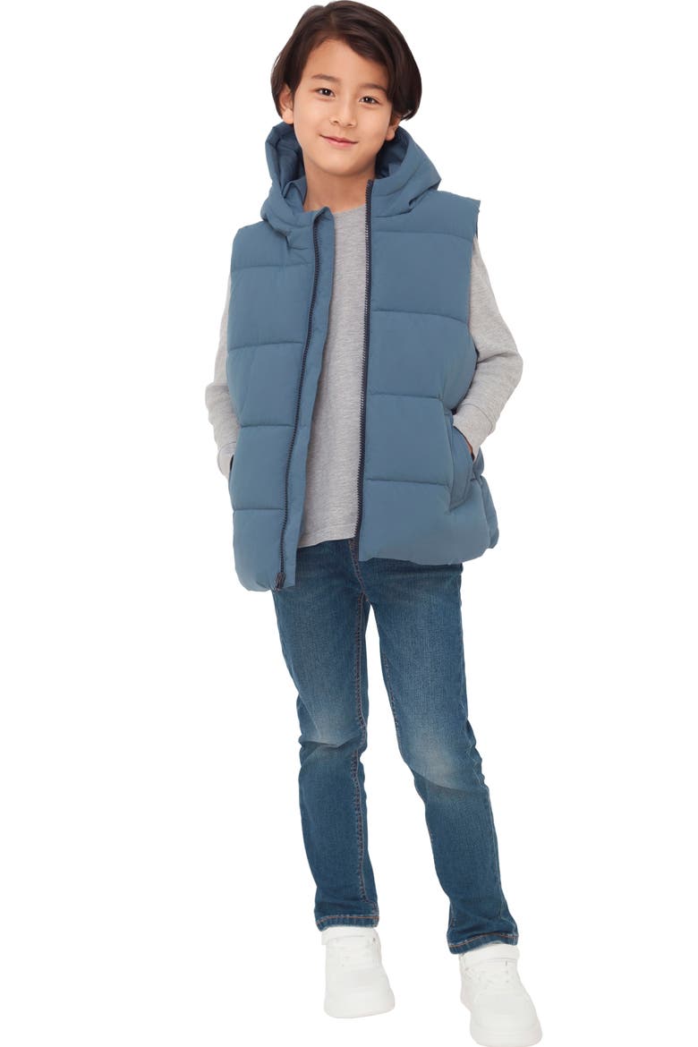 Kids' Everett Hooded Puffer Vest, Alternate, color, Slate blue