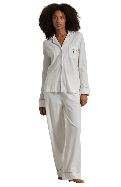 Polo Ralph Lauren Striped Seersucker Long-sleeve Pj Set In White Cloud In White Cloud