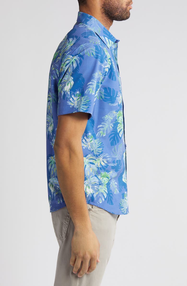 Tommy Bahama Bahama Coast Marina Fronds Short Sleeve Button-Up Shirt, Alternate, color, Capri Blue