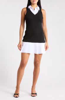 Madden Girl Collared Pleated Layered Dress