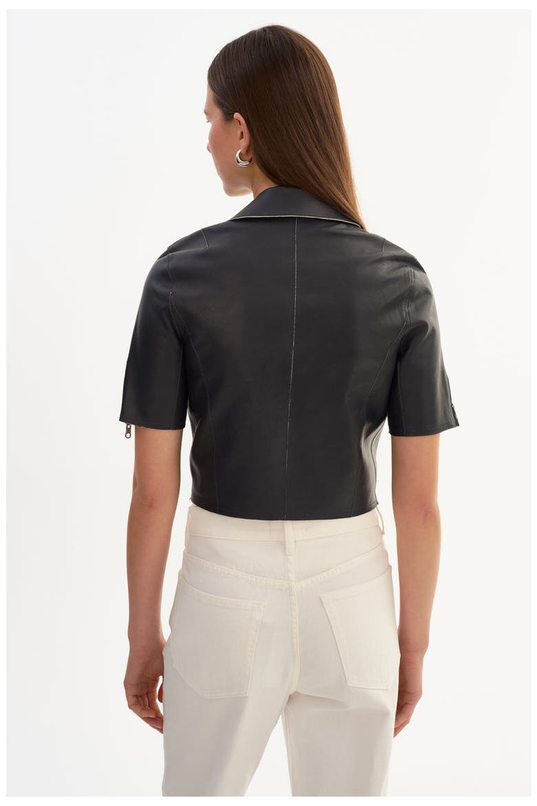 Sevana | Reversible Leather Jacket, Alternate, color, Charcoal/Snake