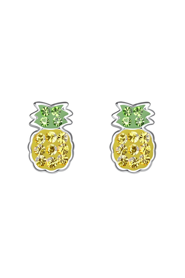 Kids' Sterling Silver Pineapple Stud Earrings in Gift Bottle, Alternate, color, Yellow