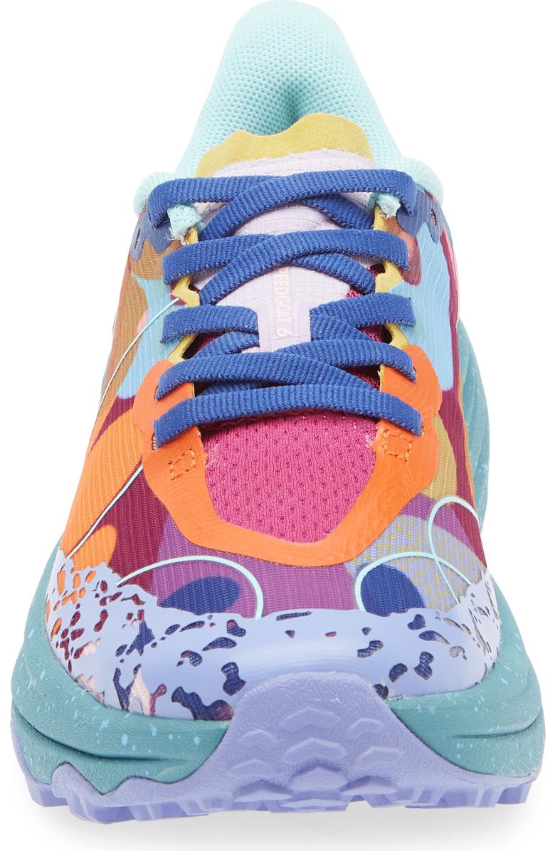 HOKA Kids' Speedgoat 6 Studio Proba Trail Running Shoe, Alternate, color, Rouge / Aegean Blue