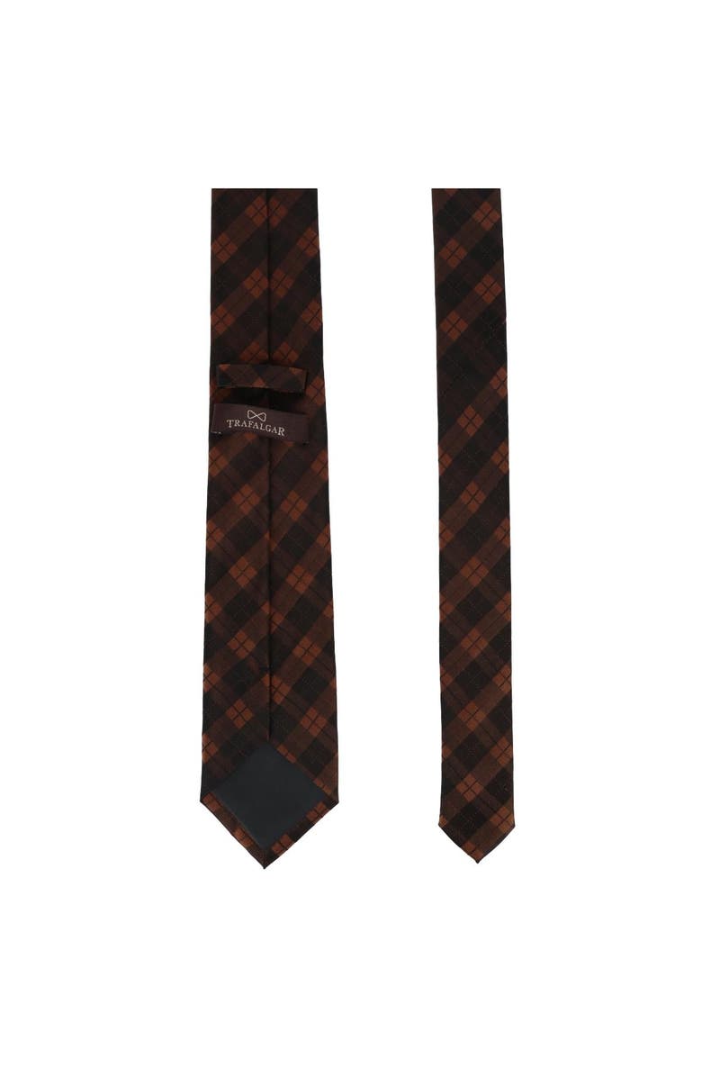 Trafalgar Digby Checkered Plaid Silk Necktie, Alternate, color, Brown