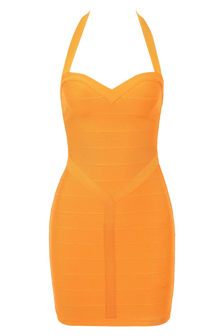 The Supermodel Halter Neck Bandage Minidress, Alternate, color, ORANGE SHERBET