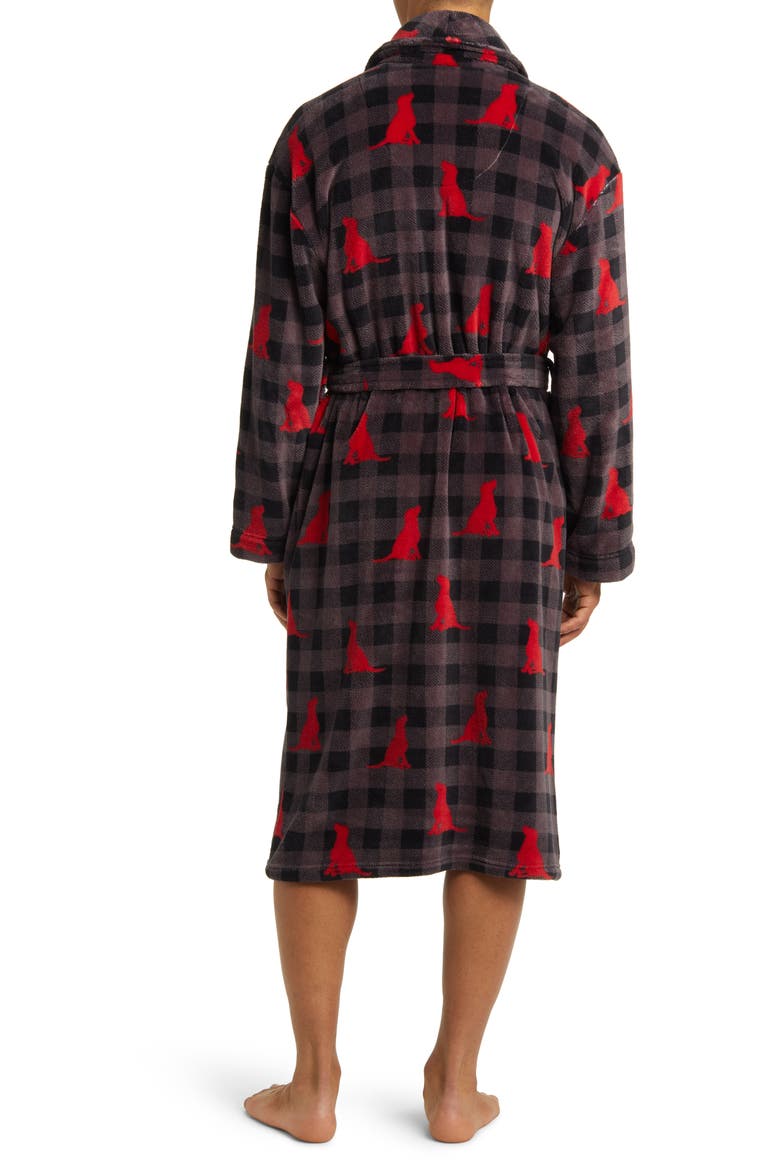 Chalet Chic Fleece Robe, Alternate, color, GREY DOG