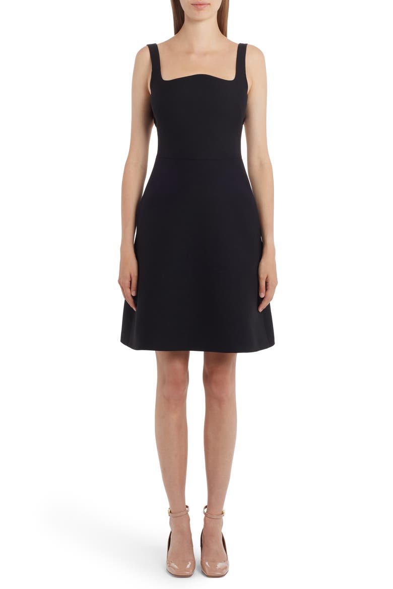 Crepe Couture Fit & Flare Dress, Main, color, 0NO-NERO