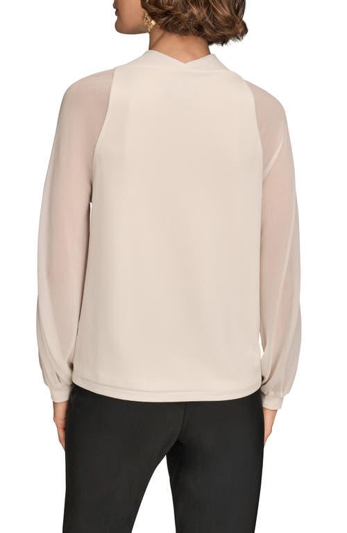 Donna Karan New York Sheer Sleeve Cowl Neck Top In Multi