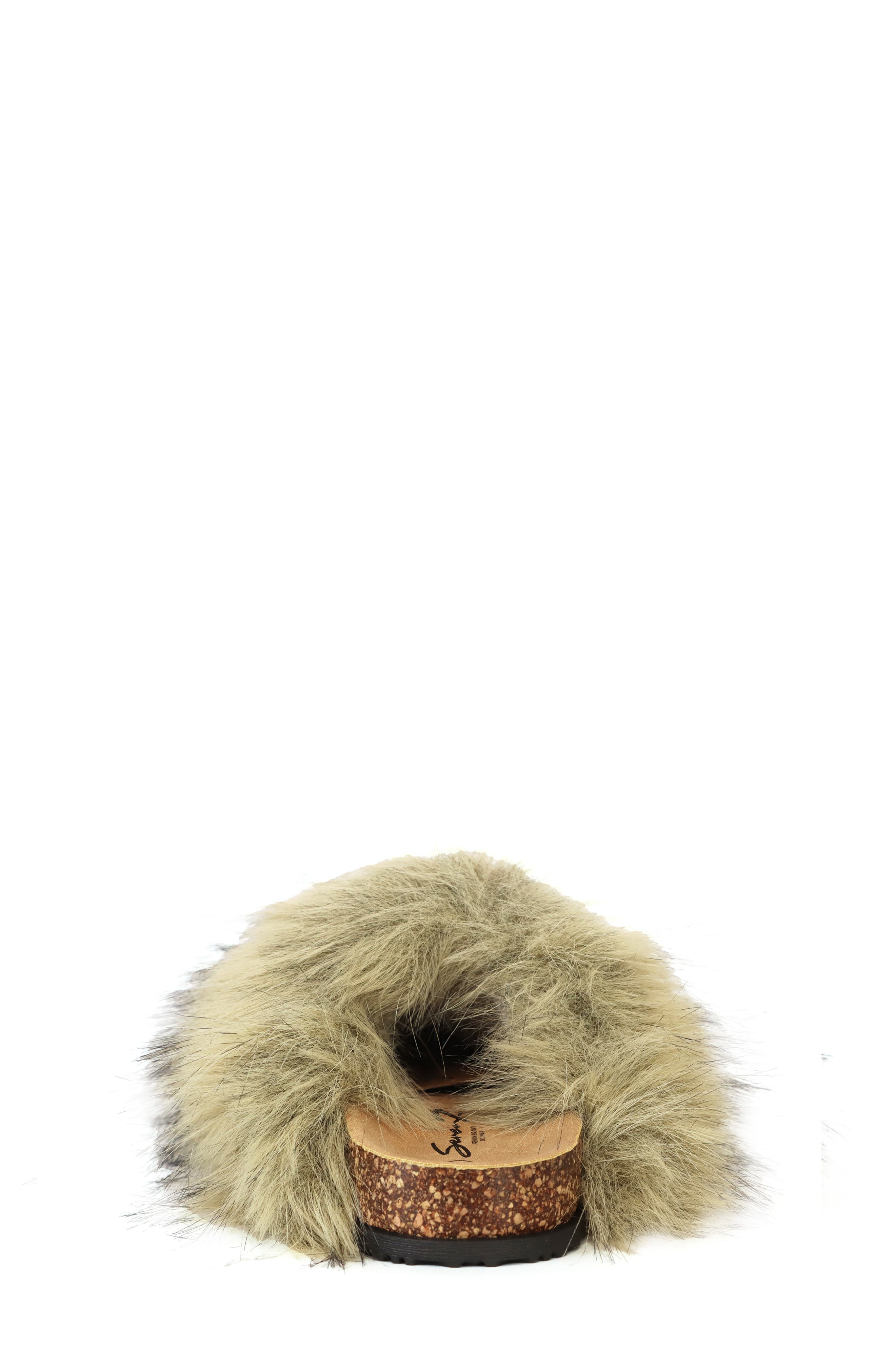 Kids' Lorena Faux Fur Slide, Alternate, color, SAND
