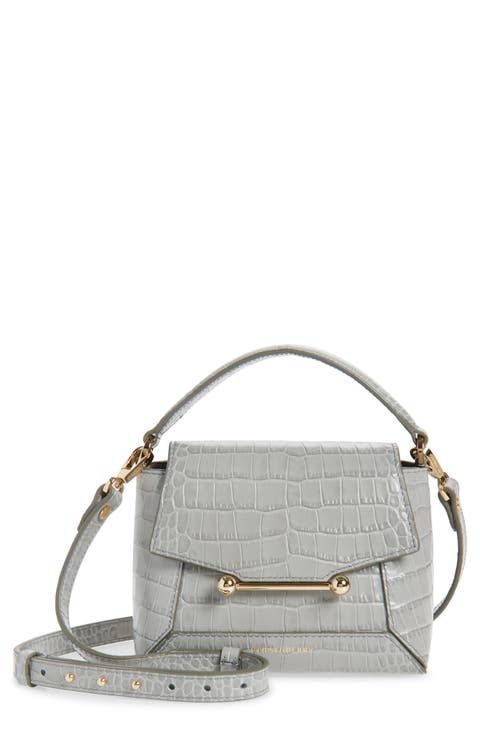 Nano Mosaic Croc Embossed Top Handle Bag