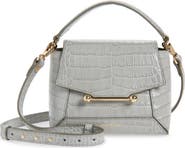 Strathberry Nano Mosaic Croc Embossed Top Handle Bag