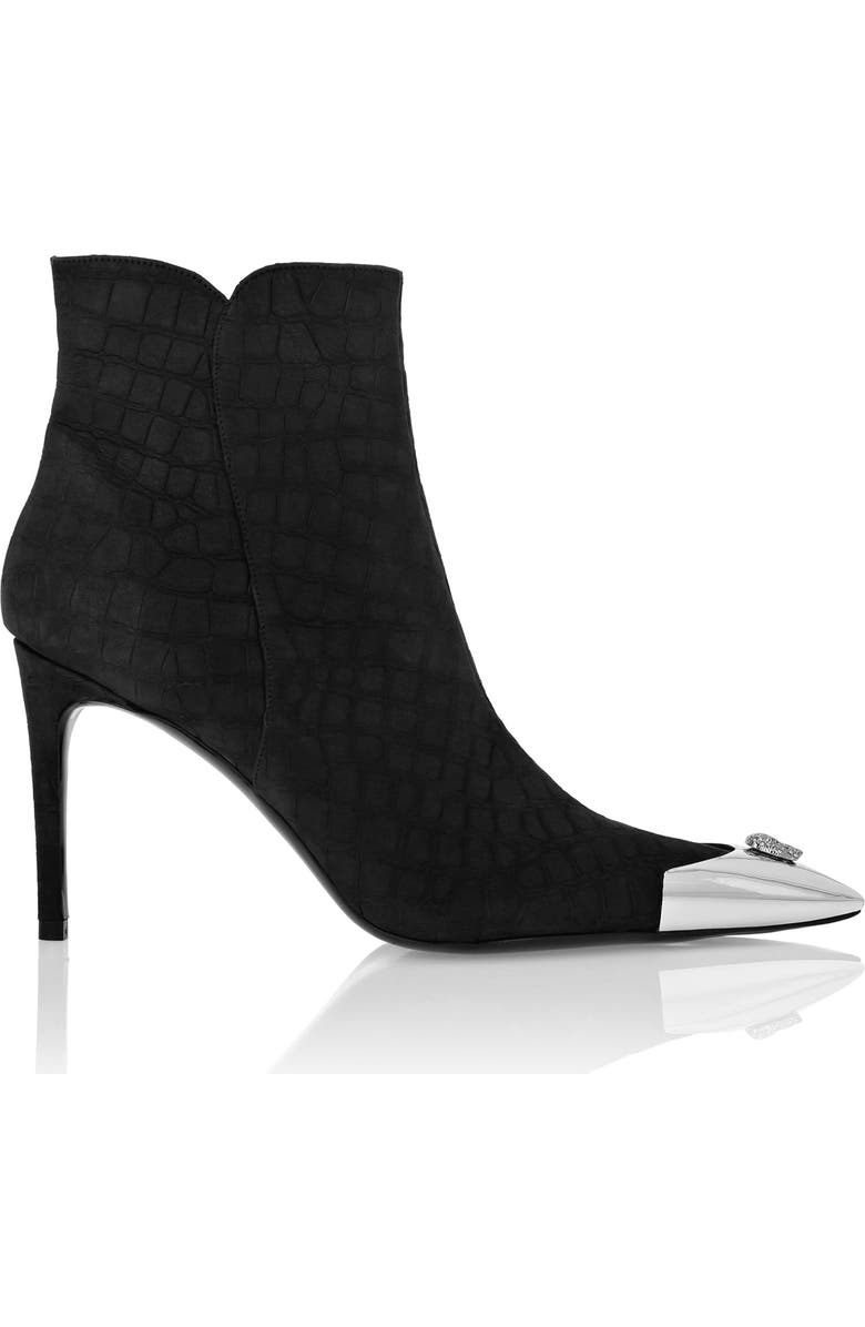 PHILIPP PLEIN Nubuck Mid-Heeled Low Boots 9 Women, Alternate, color, Black