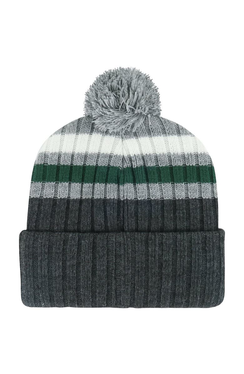'47 Men's '47 Charcoal Michigan State Spartans Stack Striped Cuffed Knit Hat with Pom, Alternate, color, Charcoal