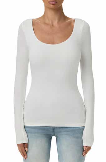 Bare Scoop Neck Long Sleeve Top