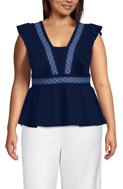 Lightweight Jersey Ruffle Peplum Top