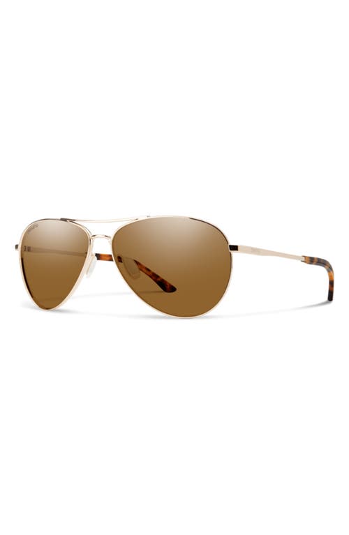 Smith Langley Ii 61mm Chromapop™ Polarized Aviator Sunglasses In Gold/brown