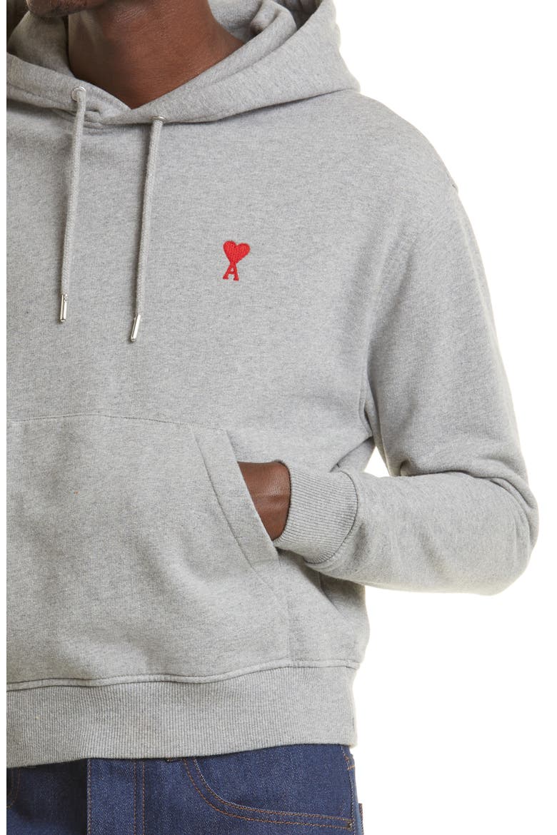 AMI Alexandre Mattiussi Ami De Coeur Oversize Organic Cotton Hoodie, Alternate, color, HEATHER GREY/ 055