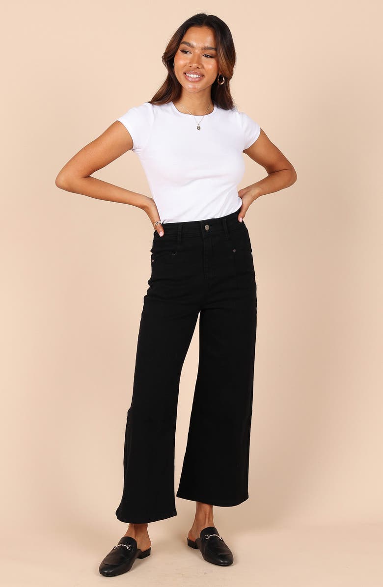 Petal & Pup Georgette High Waist Bootcut Pants, Alternate, color, Black