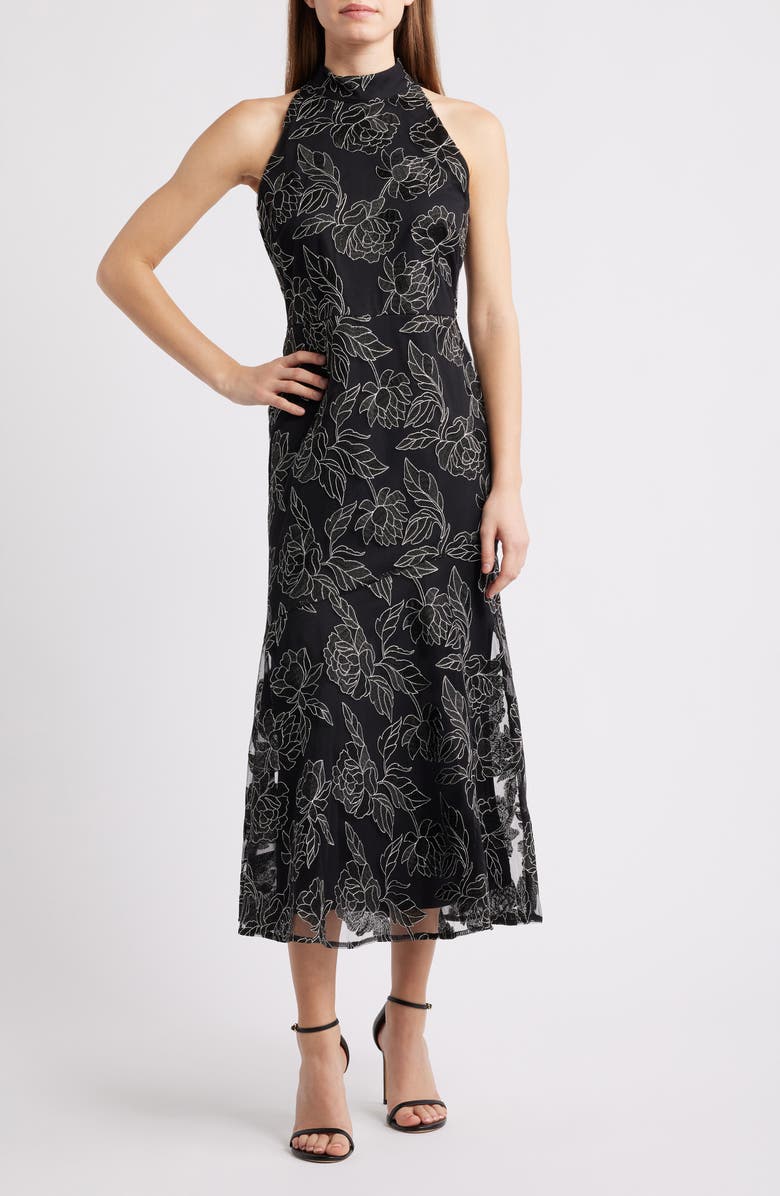 Sam Edelman Embroidered Fit & Flare Cocktail Dress, Main, color, Black
