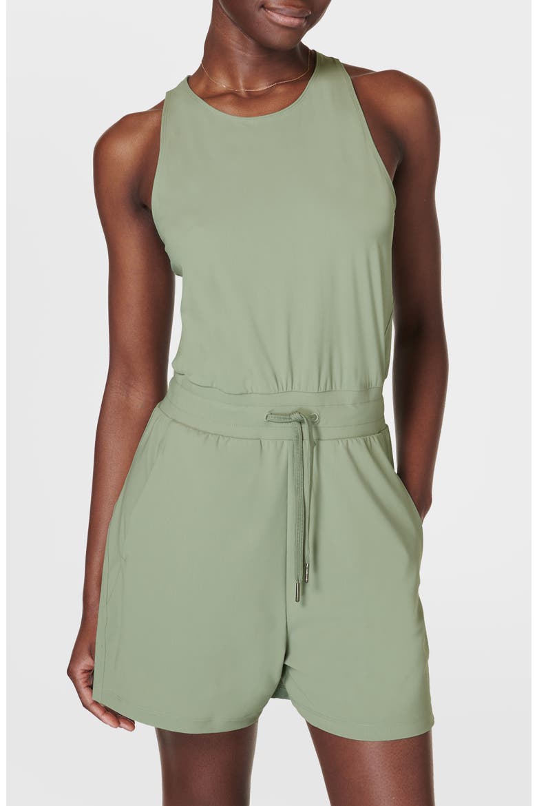 Explorer Racerback Romper, Main, color, SAVANNAH GREEN