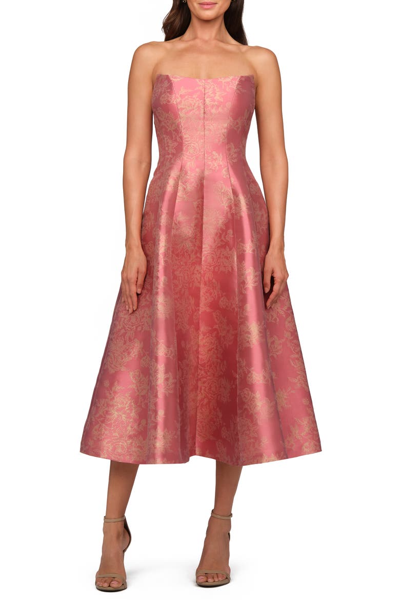 Quincy Strapless Midi Cocktail Dress, Main, color, ANTIQUE ROSE