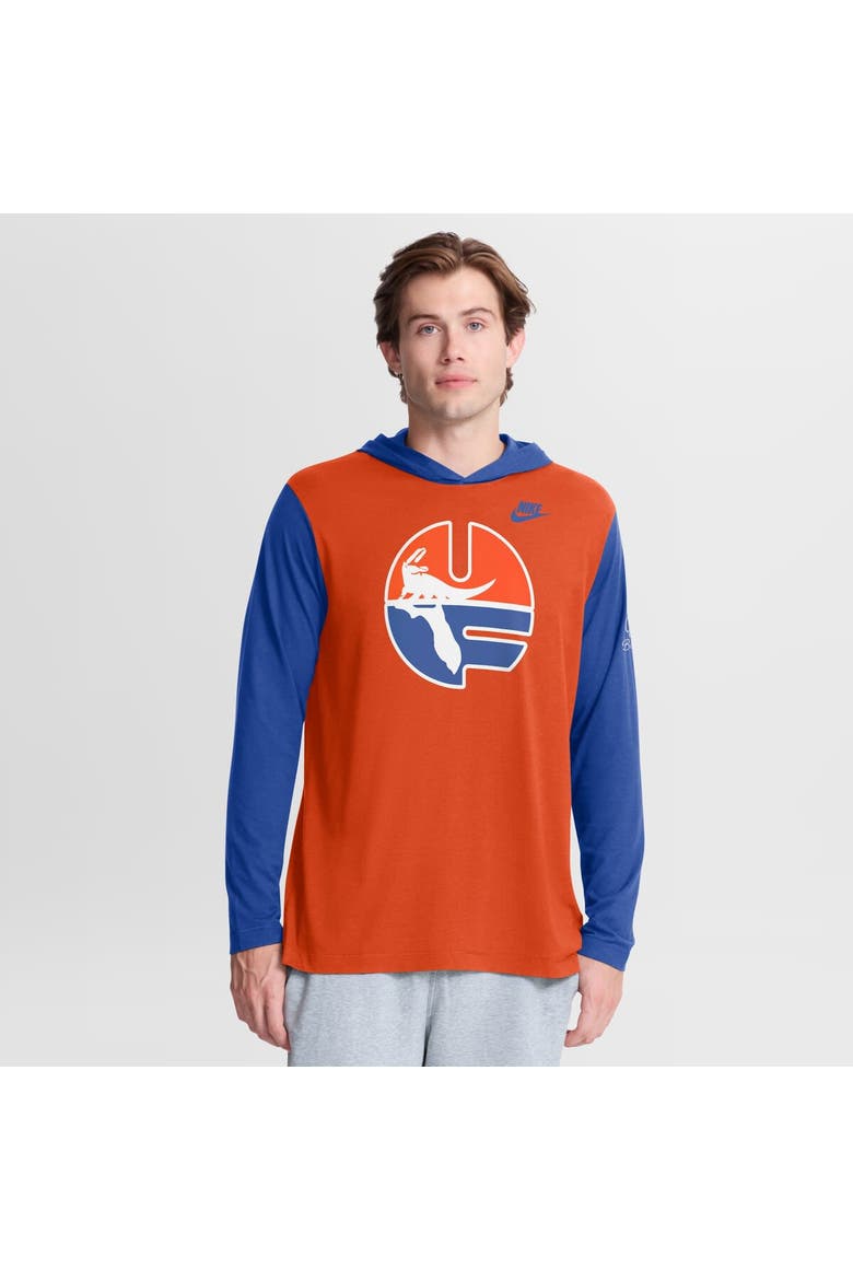 Men's Nike Orange/Royal Florida Gators Campus Legacy Tri-Blend Long Sleeve Hooded T-Shirt, Main, color, Orange