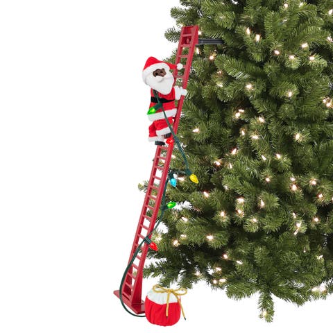 43 In. Animated Ladder Climbing Black Santa