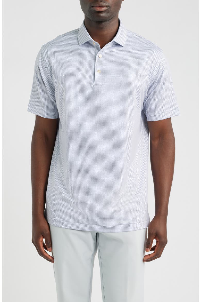 Phoenix Microprint Summer Comfort Perfomance Jersey Polo, Main, color, WHITE / BALI BLUE